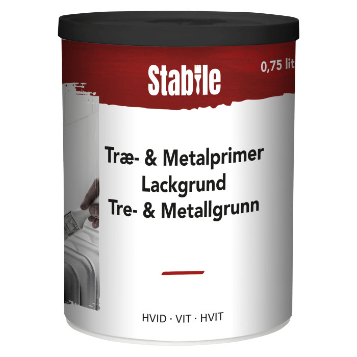 Tre- og metallprimer hvit vannbasert 0,75 l - Stabile